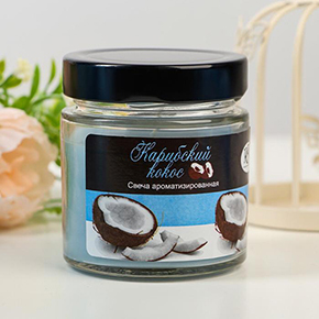 Свеча в банке ароматическая "Карибский кокос", 25 ч в Москве
