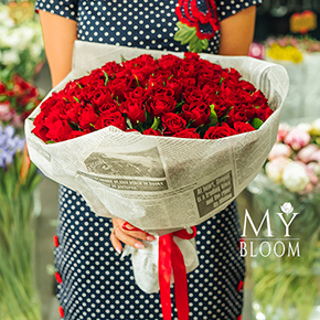Букет 101 красная роза (30 см) в Москве