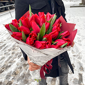 Букет 27 красных тюльпанов в Москве