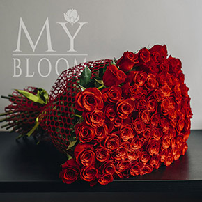 Букет 101 роза красная (Эквадор) (60 см) в Москве