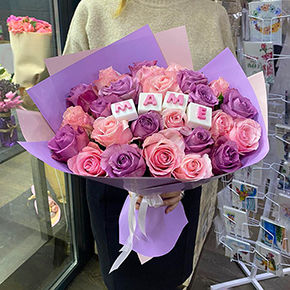 Букет Роз и мыло ручной работы "Маме" (40 см) в Москве