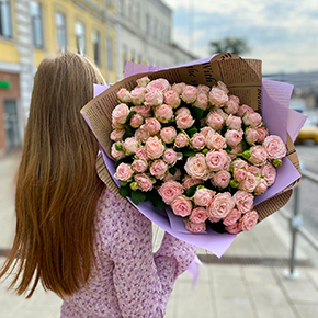 Букет розовых роз Бомбастик (50 см) в Москве
