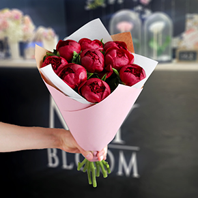 Букет 9 бордовых пионов в Москве