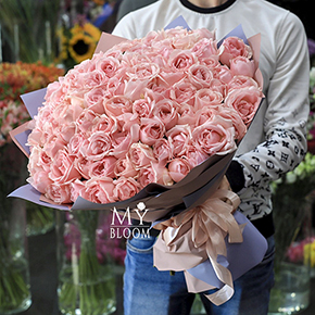 Букет 101 розовая роза (50 см) в Москве