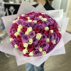 Букет 101 роза Анабель (40 см) в Москве