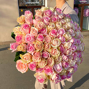 101 розовая роза Эквадор (60 см) в Москве