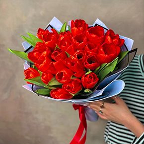 Букет из 25 красных тюльпанов в Москве
