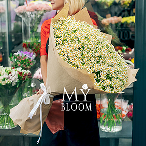 Букет из 75 ромашек танацетум в Москве