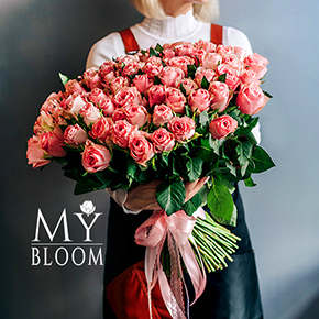 Букет 101 розовая роза (70 см) в Москве