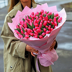 Букет 101 розовый тюльпан в Москве
