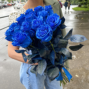 15 синих LUX роз Эквадор (60 см) в Москве