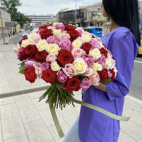 Букет из 101 розы Фруктовое парфе (40 см) в Москве